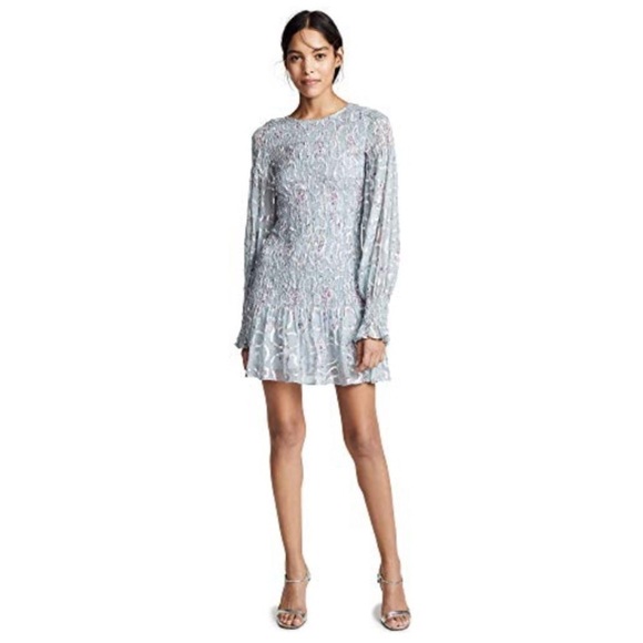 NWT LoveShackFancy Scarlett Mini Dress blue Gray sz Medium - Picture 9 of 16